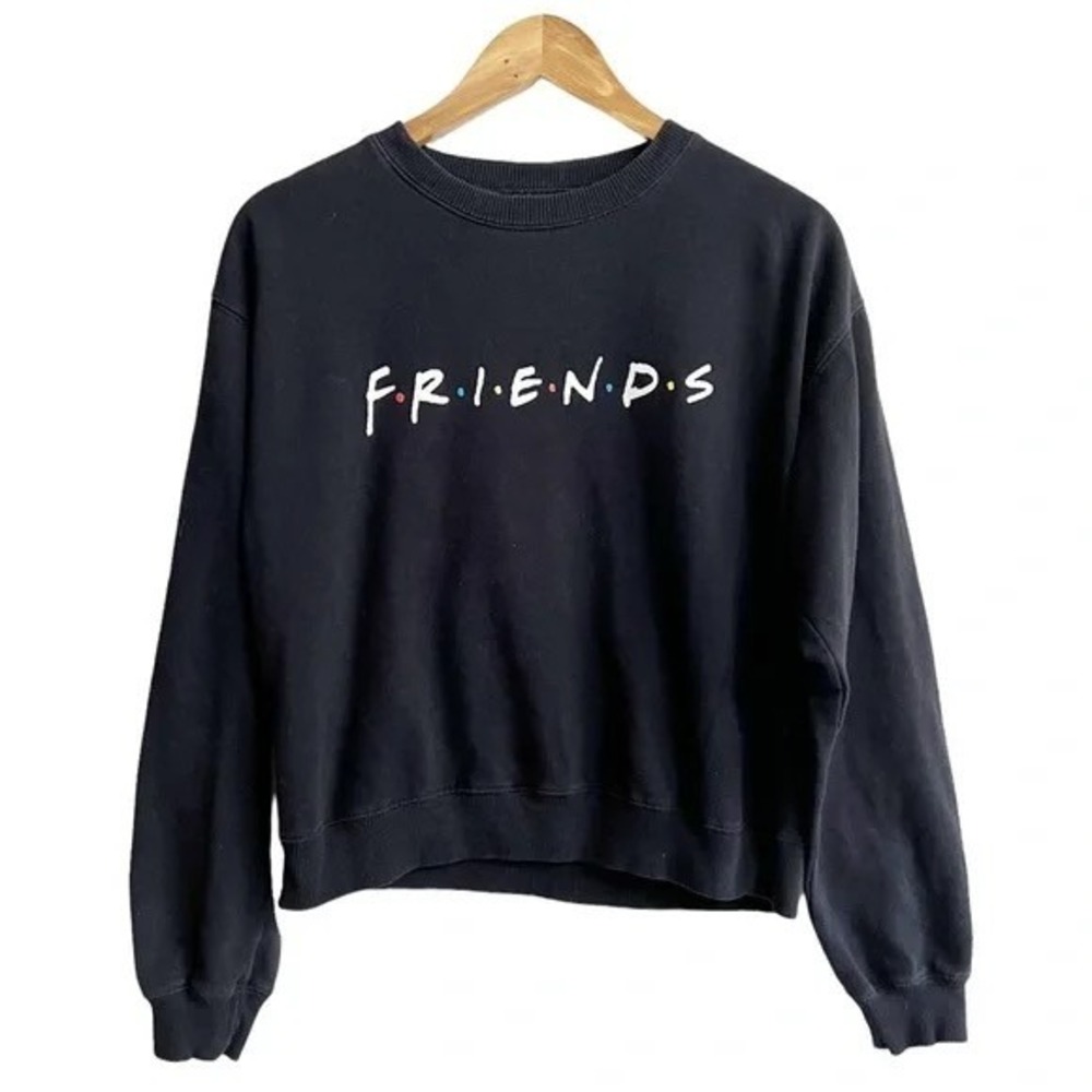 Friends TV Show Graphic Sweatshirt Medium‎ Black Crewneck Logo